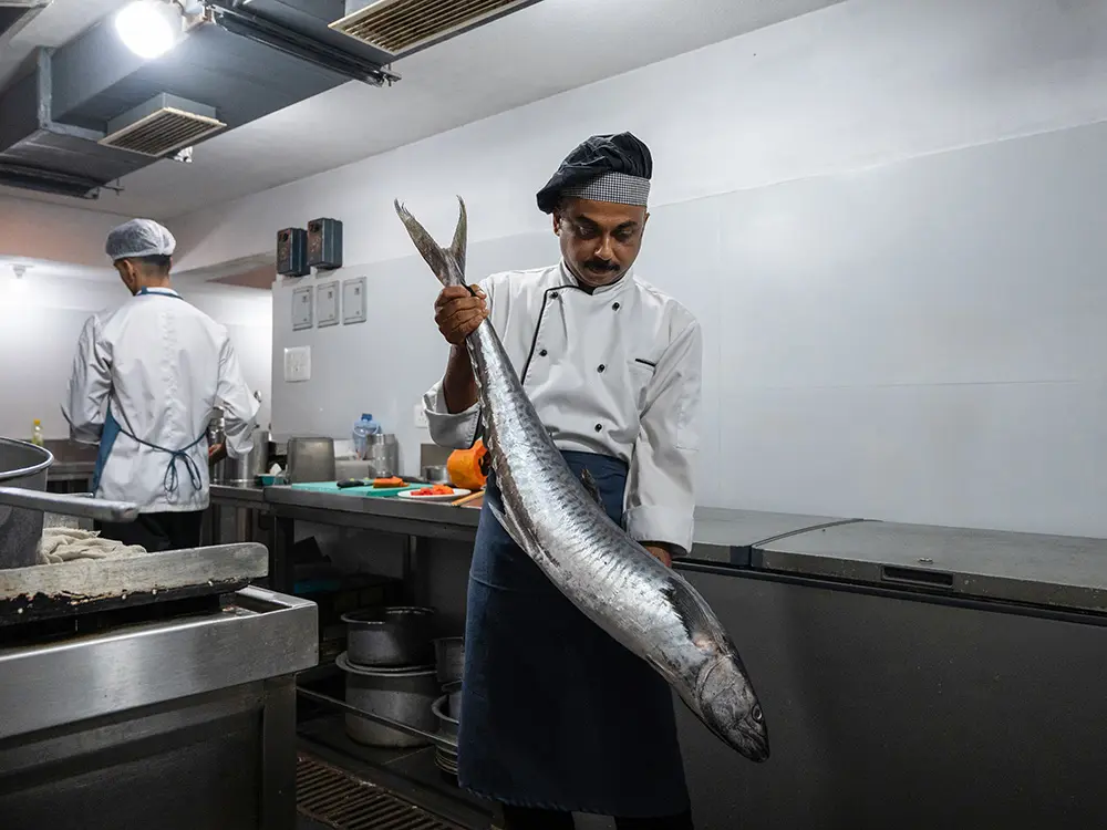 Chef with the morning's catch